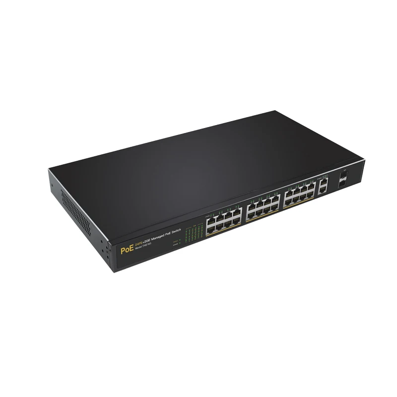 

24 Port Managed POE switch with 2 Gigabit uplink 2 SFP port Network switch ethernet for IP camera Full-Duplex & Half-Duplex