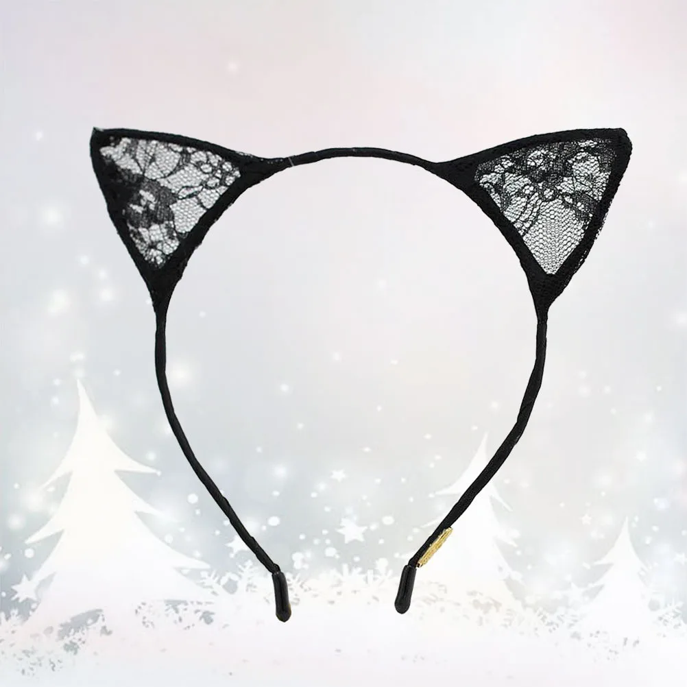 1Pcs Black Cat Ear Hair Hoop for Women Fashionable Lace Headband Perfect Gift for Daughter Niece Cat Ear Hairband
