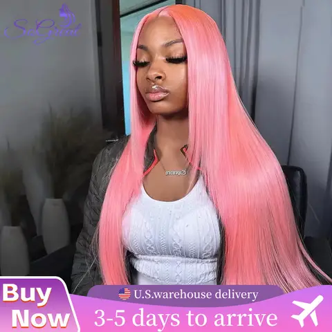 SoGreat 200% Density Pink Wig Hd Lace Wig 13x6 Human Hair Straight Bone Straight Human Hair Wigs Colored Pre-Pluck Brazilian