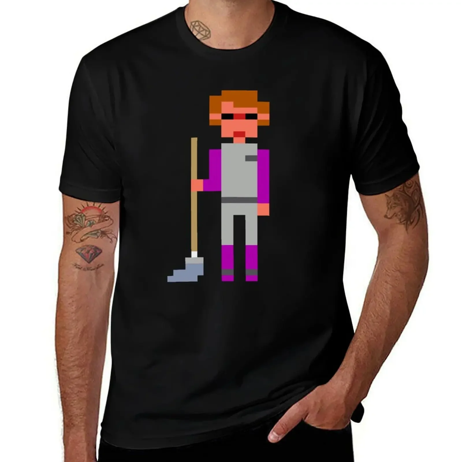 Space Quest Roger Wilco: Space Janitor with mop T-Shirt tees designer shirts shirts graphic shirts graphic tee men