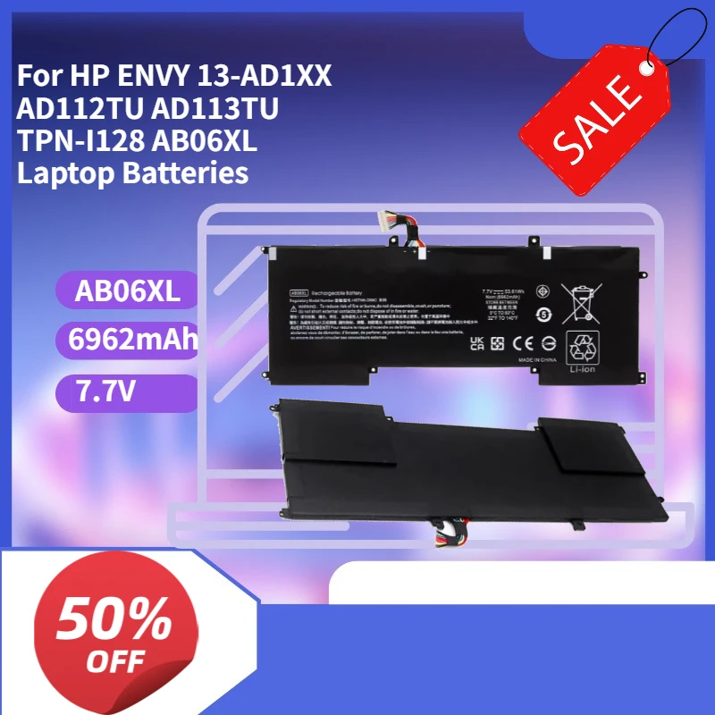 

High-quality 6962mAh 7.7V compatible battery for HP ENVY 13-AD1XX AD112TU AD113TU TPN-I128 AB06XL Laptop Batteries