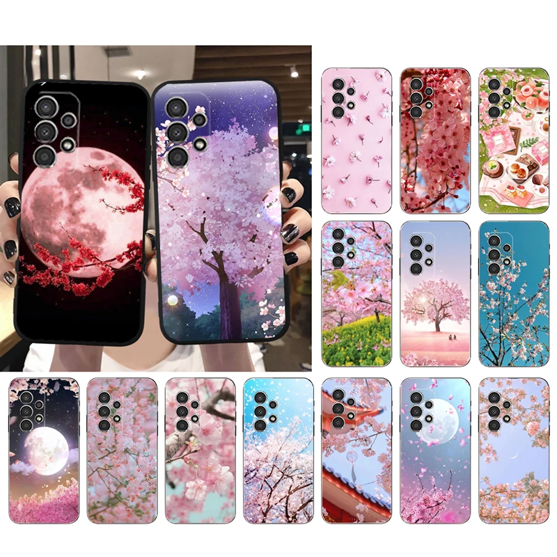 Phone Case for Samsung Galaxy A15 A35 A55 A52 A53 A54 A33 A34 A25 A05S A16 A14 A05 A13 M15 M55 M35 Pink blossom Cherry Flower