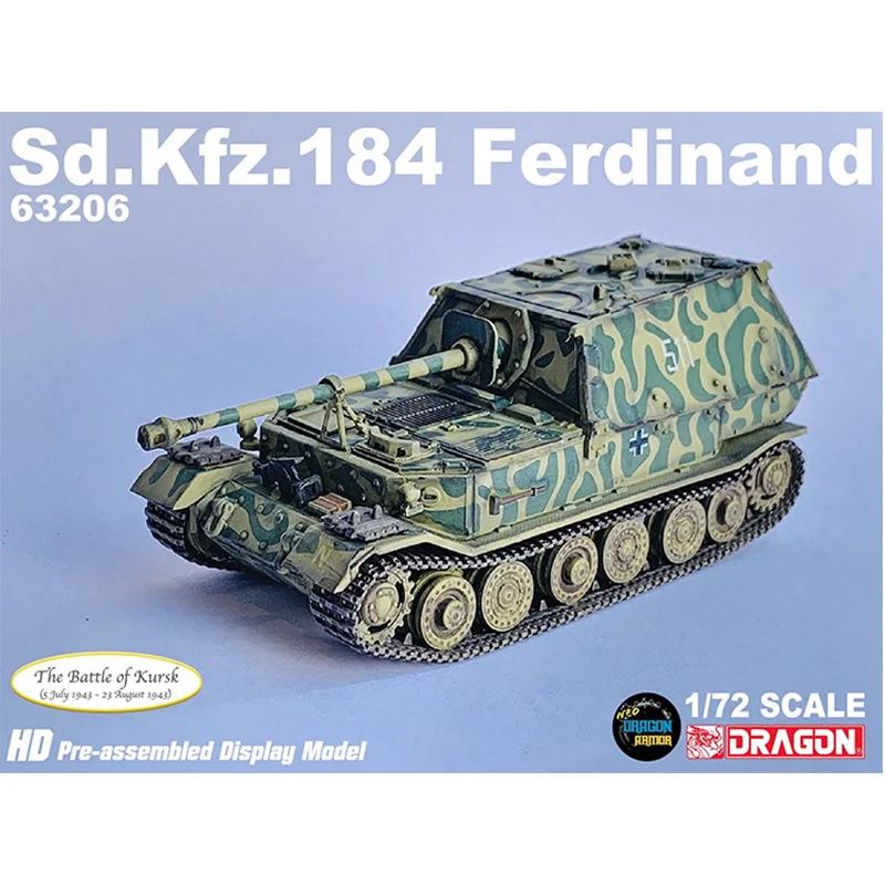 

1/72 Scale Tank Vehicle Ferdinand Sd.Kfz.184 s.Pz.Jg.Abt.654,Kursk 1943 Model 63206 Finished Product WW2 German Military Weapons