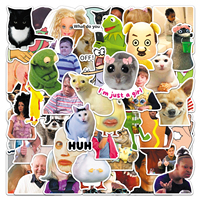 50Pcs Cute Funny Hot Meme Cartoon Cute Waterproof Sticker Skateboarding Retro home decal Sticker