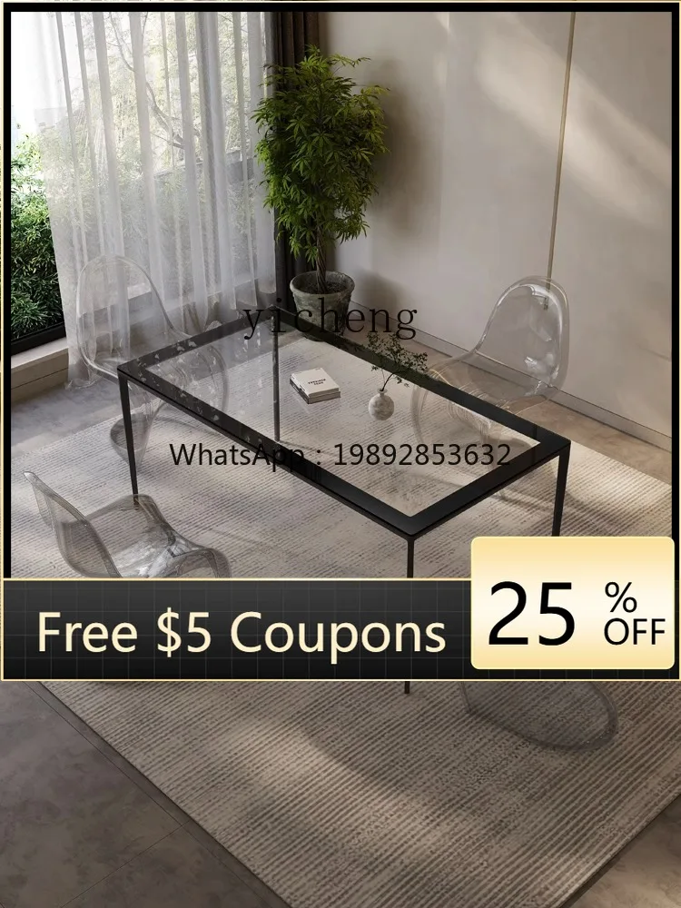 

Обеденный стол ZZ: минималистичный, прямоугольный, из каменной плиты, для дома, современный, для небольшой квартиры, со столешницей из закаленного стекла