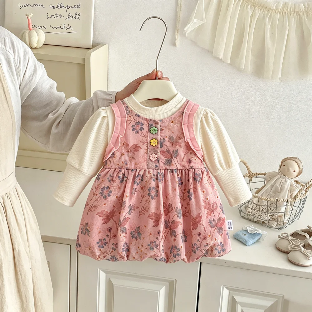 vestido-infantil-para-meninas-primavera-e-outono-estampa-floral-manga-comprida-vestido-de-princesa-fofa-roupas-para-bebes-﻿