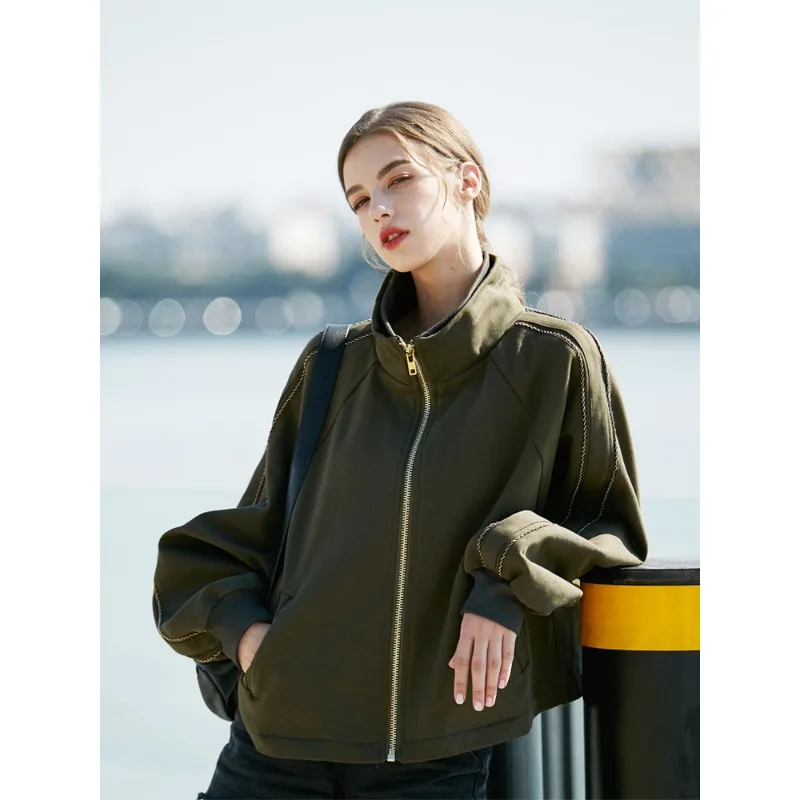 2023 New Women's Heavy Industry Sweater Women's Atmospheric Relaxation Sports Short Coat