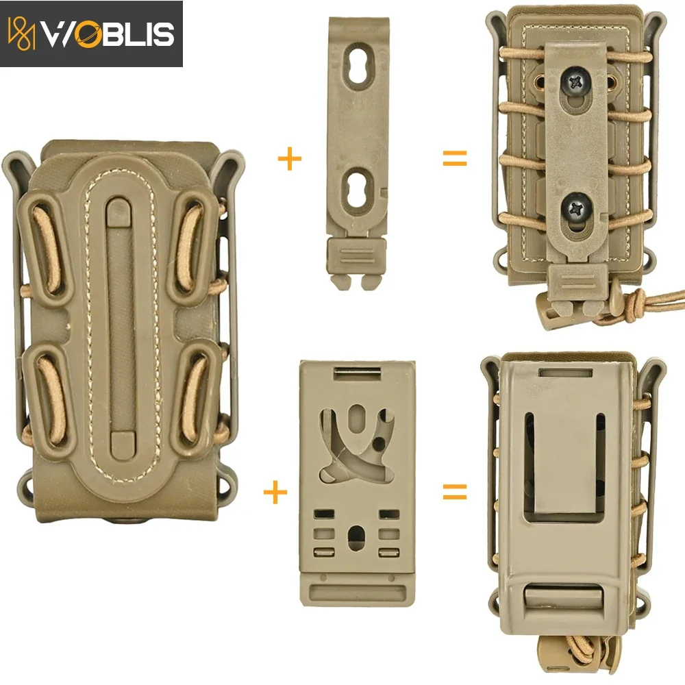 Tactical Mag Pouch Pistol Magazine Pouches 9mm Softshell Adjustable Universal Mag Carrier 40 S&W 45 ACP with Belt & MOLLE Clips