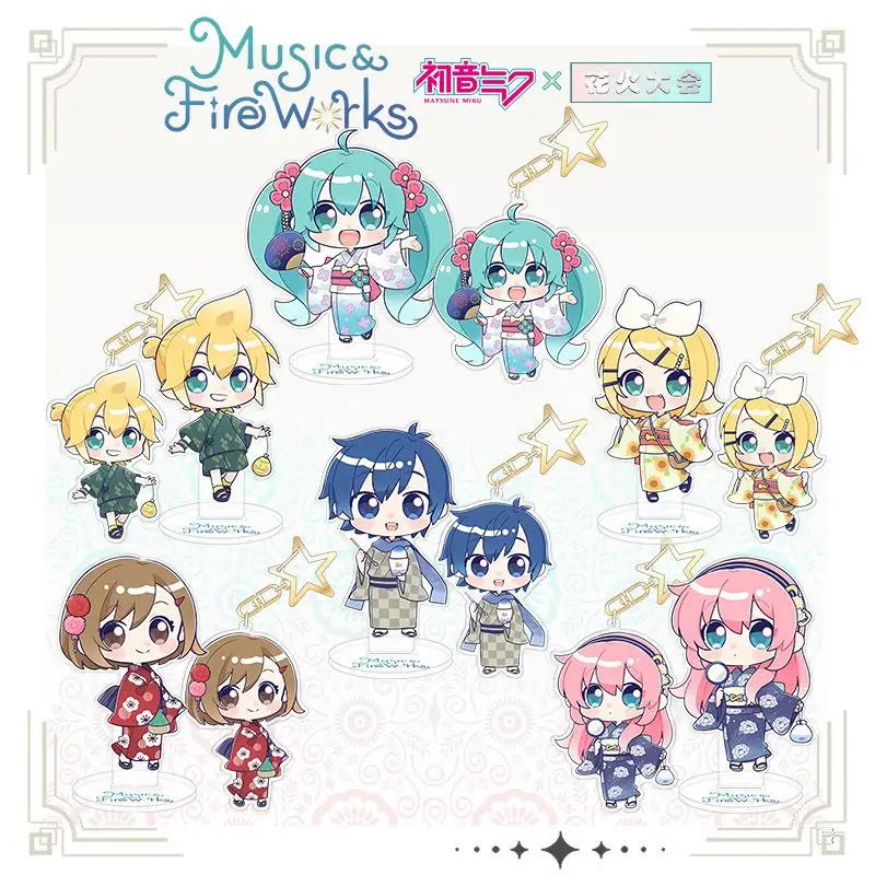 Piapro Characters Acrylic Stand Figure Hatsune Miku Kagamine Len Anime Peripheral Cute Originality Fireworks Festival Theme Set