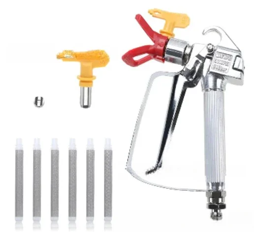 

1 Set High-Pressure Airless Paint Spray Gun with, Metal & Plastic - Precision Wall & Surface Painting Tool with 211/517 Nozzle