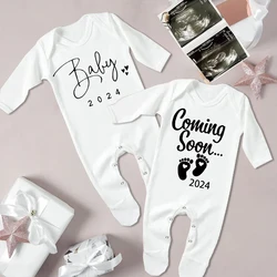 Baby Ankündigung kommt bald 2024 Babygrow Schlafanzug Baby nach Hause Outfit Newbron Dusche Geschenk Jungen Mädchen Schlafanzug Kleidung