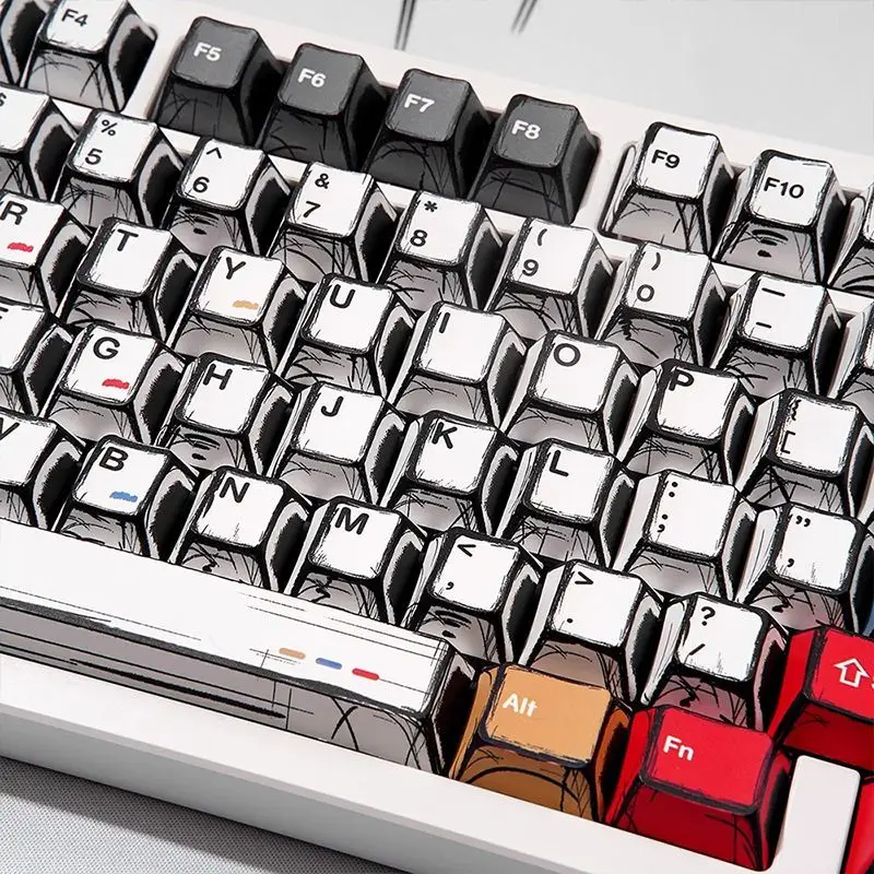 Comic Style Colorful Mixed Light Keycaps Original Factory Height 109 Keys Set Classic Minimalist Style Machine Keycap Decoration