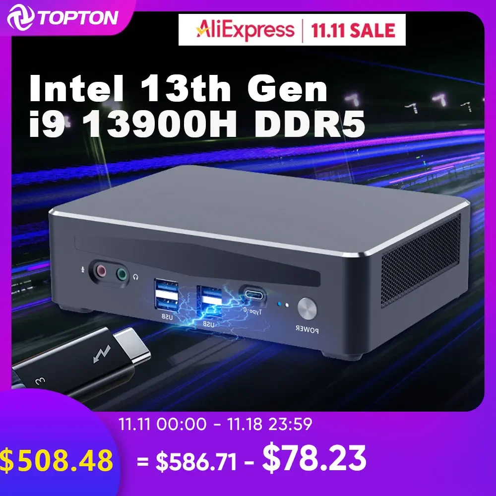 Intel 13th Gen i9 13900H Mini PC Gamer NUC Windows 11 2*DDR5 2*PCIE4.0 2*2.5G LAN Gaming Desktop Mini Computer WiFi6  V60