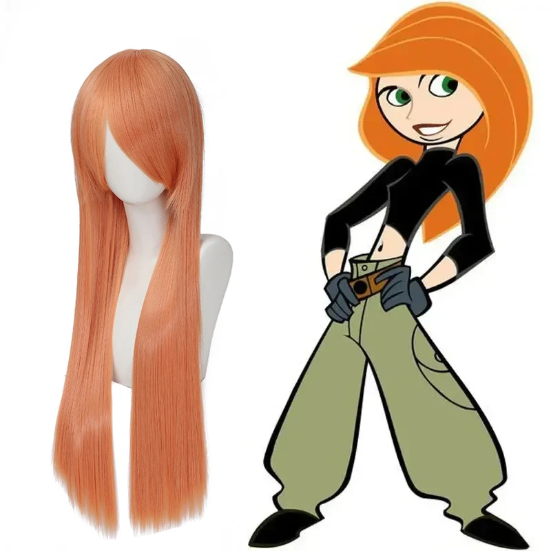 

Anime Kim Possible Cosplay Wigs Adult Women Long Orange Straight Synthetic Hair Halloween Costume Props Accessories Party Costum
