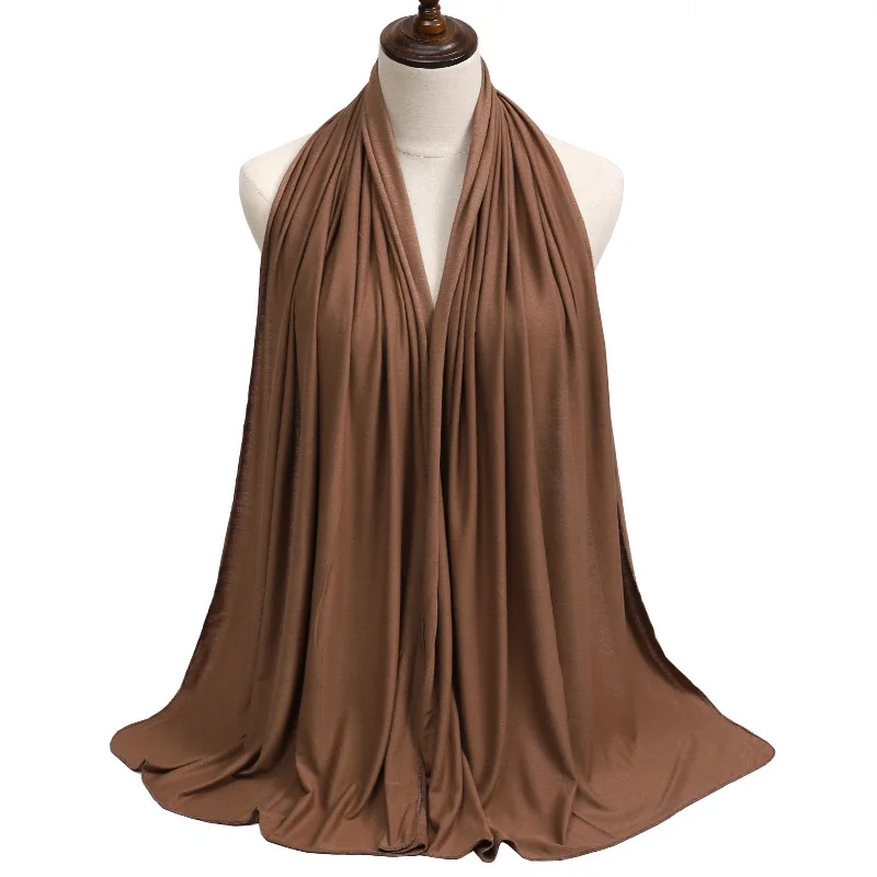 Écharpe Hijab en Jersey de Coton Modal pour Femme, Long Châle Musulman, Turban Doux Uni, Bandeau de Sauna Africain, 170x60cm