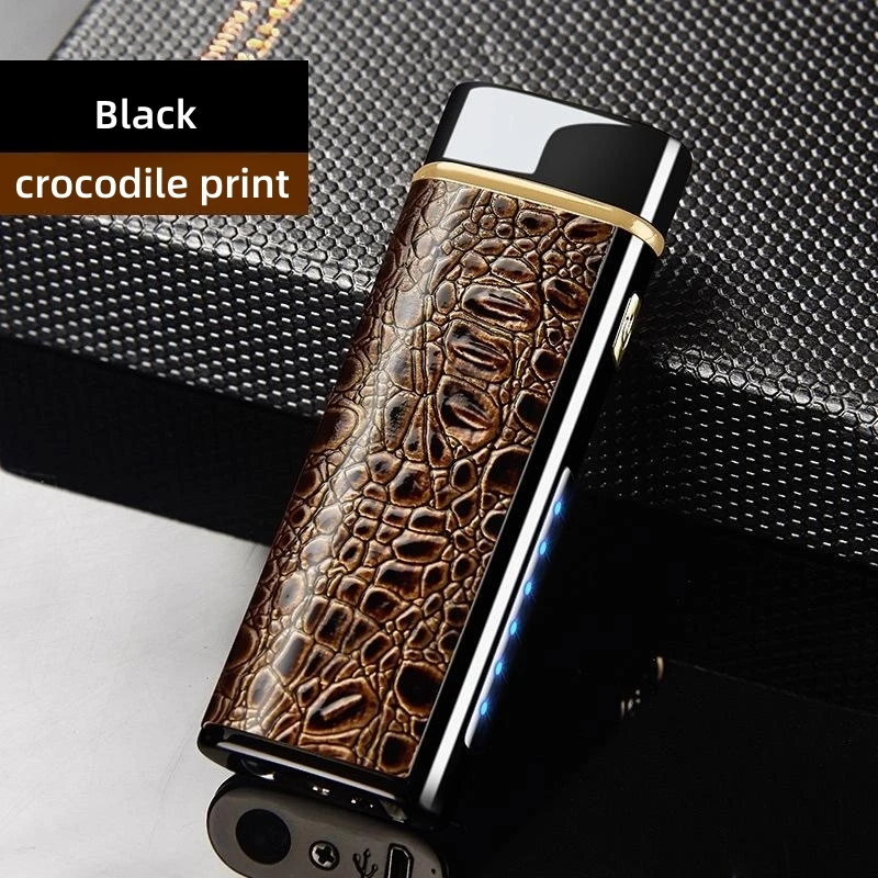 Dual Arc Metal Pulse Electric Lighter LED Lighting Outdoor Windproof Plasma USB Rechargeable Lighter Men\'s High-end Luxury Gift