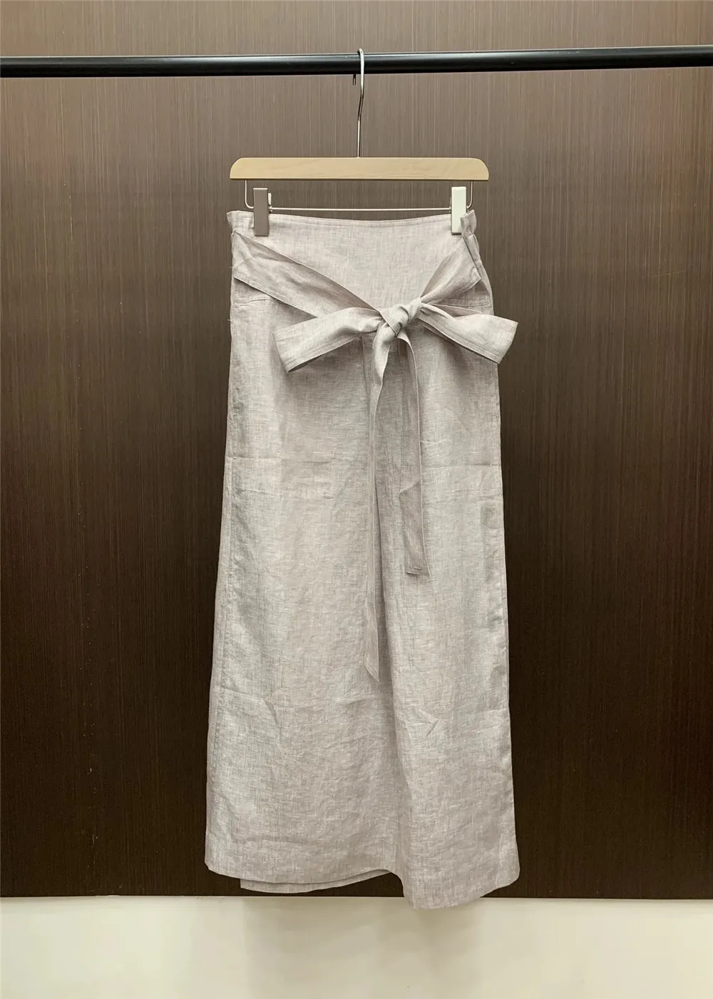 2024 L*P Women\'s Skirt Linen Tie High Waist Half Skirt Elegant Summer Female Clothing