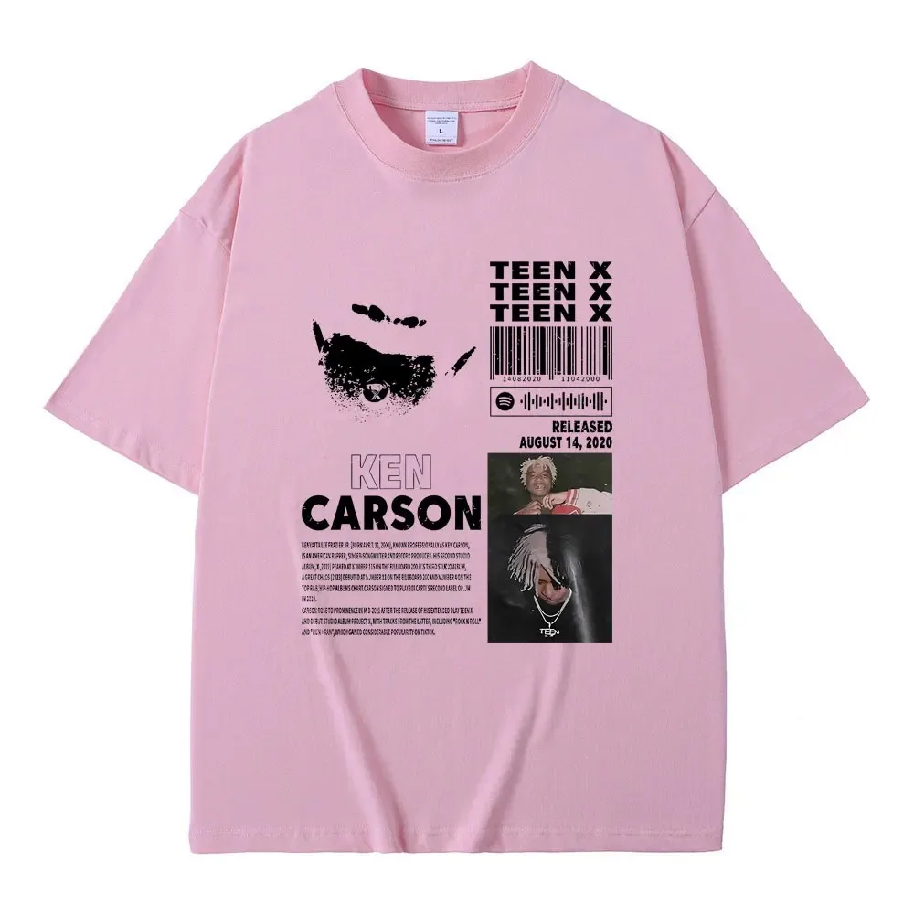 Raper Ken Carson Teen X Album muzyczny T-shirt z grafiką Playboi Carti z nadrukiem Opium T shirty męskie kobiety Hip Hop oversize Streetwear