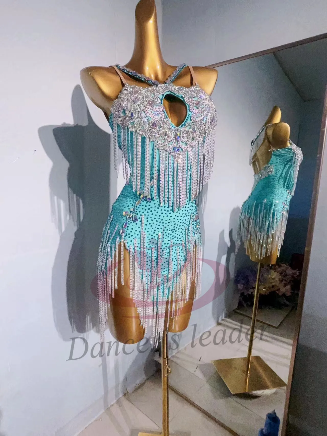 Danza latina Samba National Standard Dance Competition abbigliamento High-end Custom Full Diamond Sling Standard Performance Dress