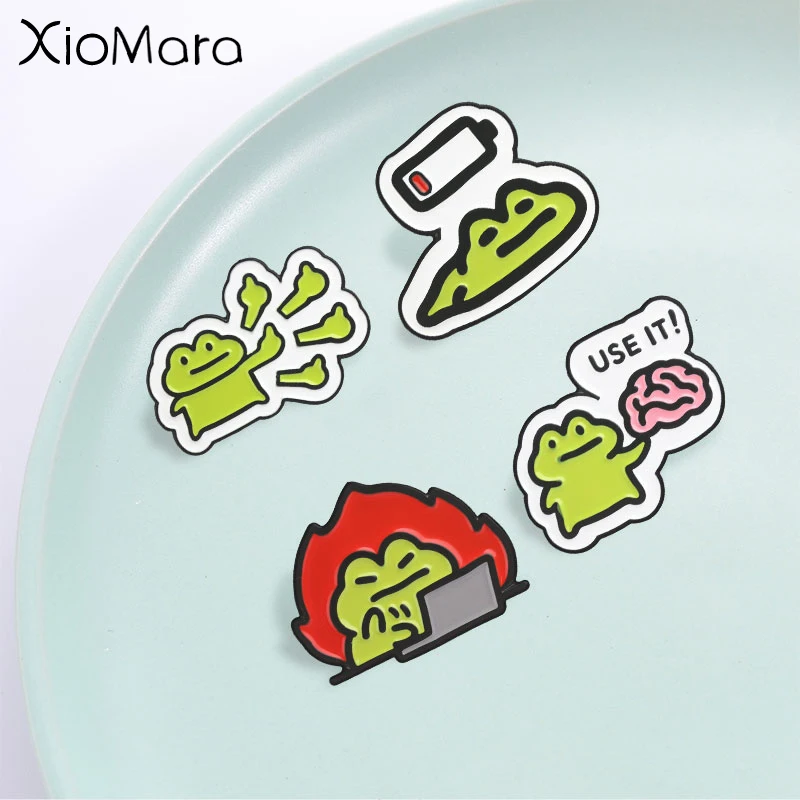 Funny Worker Frog Badge,Cute Cartoon Frog Enamel Pin, Fashion Accessory for Clothes and Backpacks, Gift for Coworker and Friends