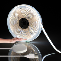 Touch and Hand Sweep Dimmer Switch 5V USB COB LED Strip Light 1/2/3/5M Dimmable For Cabient Decor Backlight Kitchen Lighting