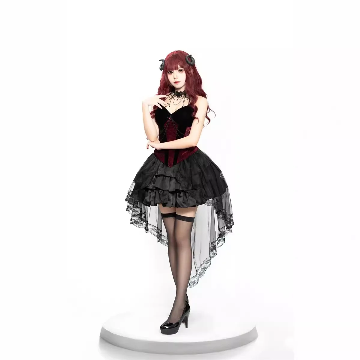 할로윈 신상 뱀파이어 코스프레 공작부인 레이스 드레스 탑 뷔스티에 스커트 무대 공연 의상 여성 민족 무대 의상