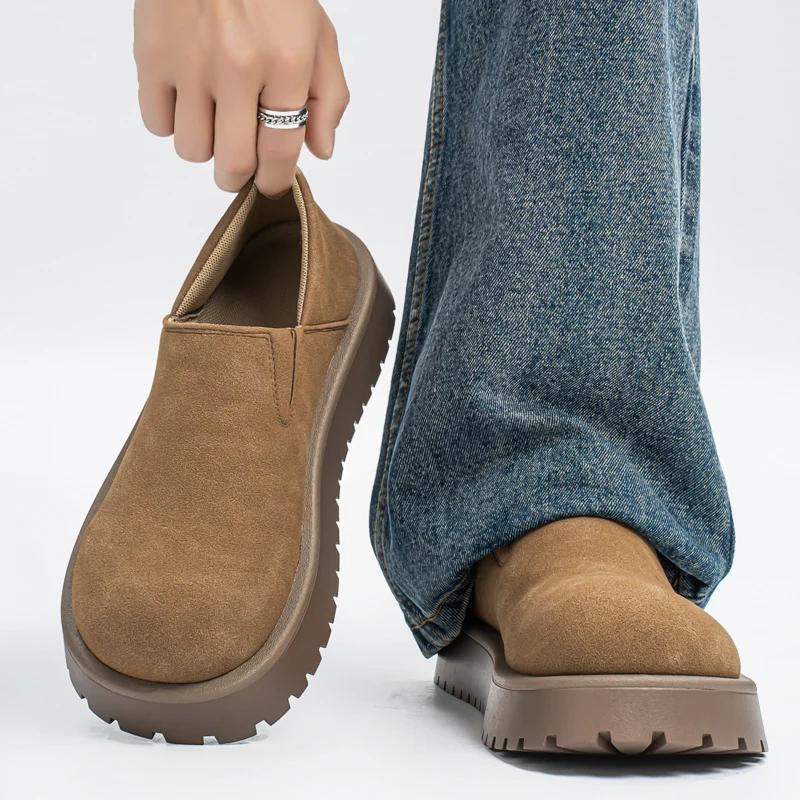 Thick Sole Full Wrap  Men's Casual Slip-On Loafers Two-Way Wear Large Head Mules Comfortable Breathable Summer Shoes