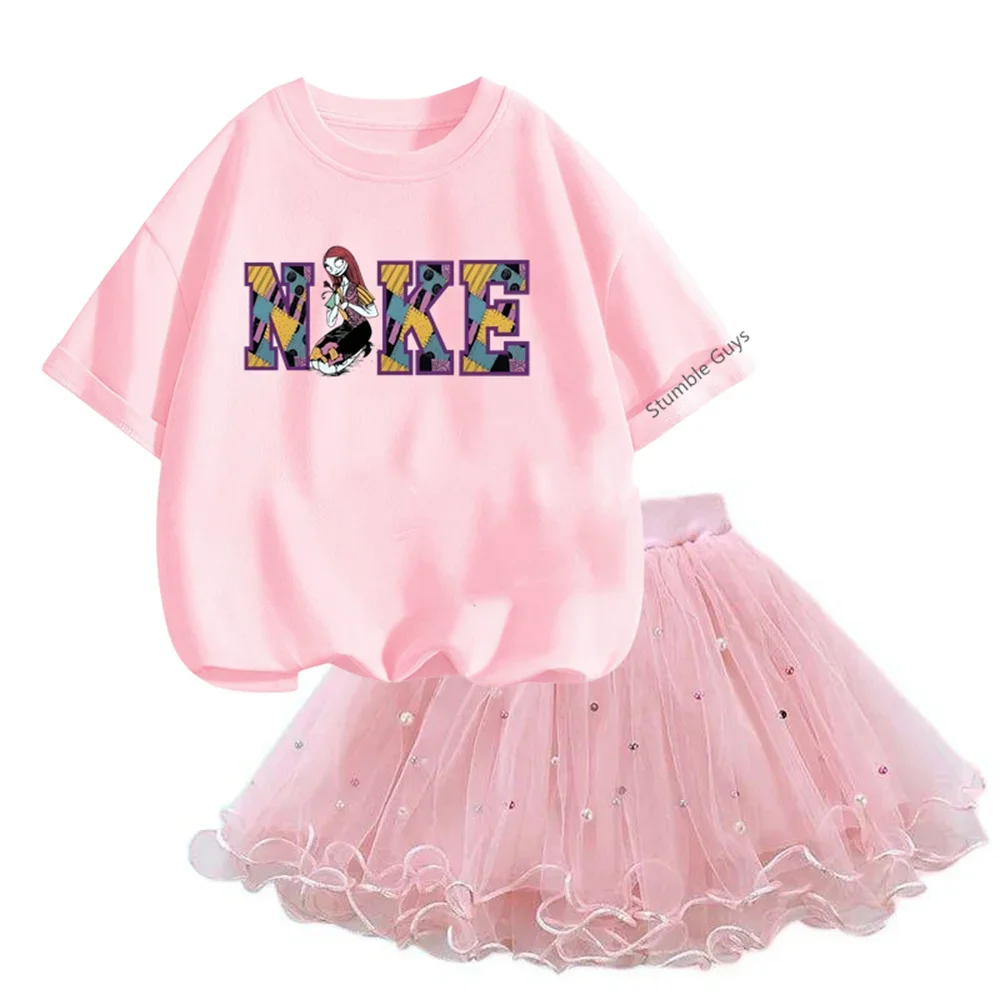 3-14y Girls Minnie Mouse T Shirt & Tutu Mesh Skirt 2pcs Clothes Kids Outfits Pretty Little Baby Dress Fashion Teen Tshirt Set