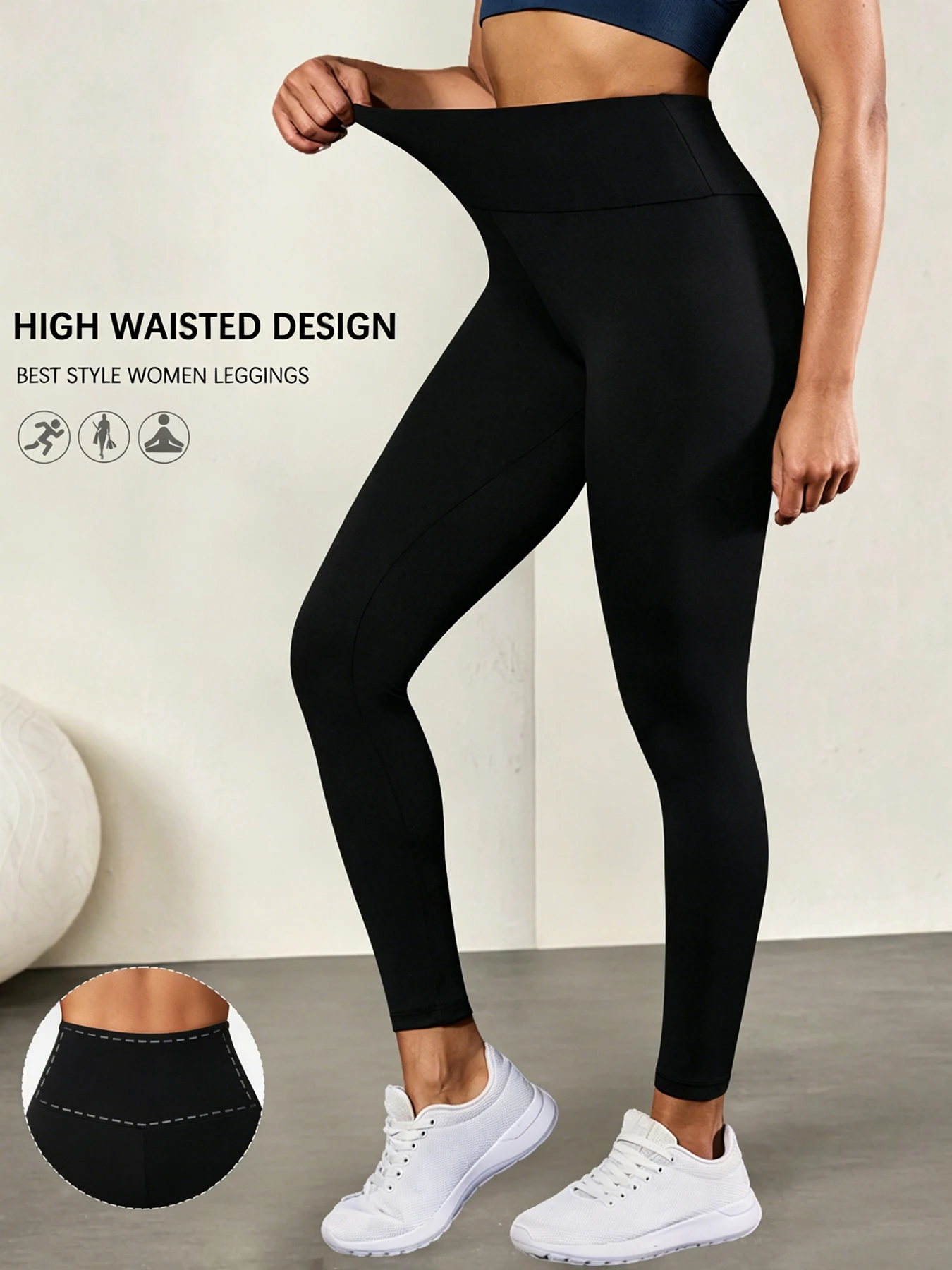 Women's High Waisted Leggings with Tummy Control - Super Soft Fabric Ideal for Yoga Running Workout and Relaxing at Home
