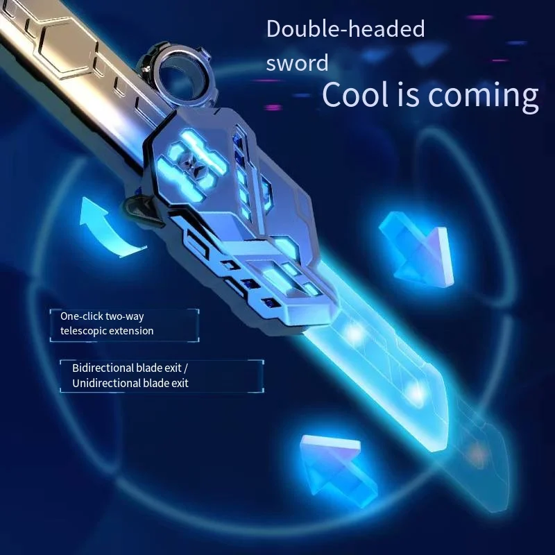 Cool Dual-Head Telescopic Rotating Laser Sword Telescopic Flashing Blade Finger Rotating Laser Sword
