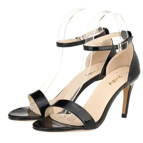 2025 여름 여성 오픈 발가락 발목 스트랩 샌들 스틸레토 9cm 중반 하이힐 클래식 섹시한 펌프 우아한 웨딩 파티 드레스 신발