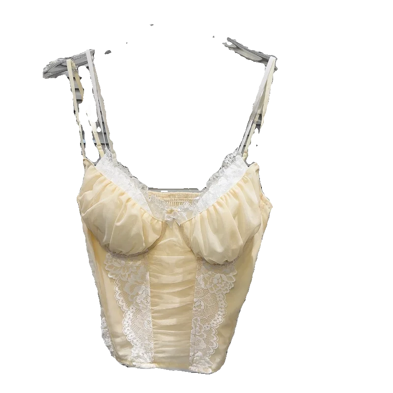 الحلو الدانتيل تقليم لي الإسفنج الوسادة المرأة تانك القمم ort Sle تركيب نسخة ملابس خارجية صيف 2024 Faion الاتجاه