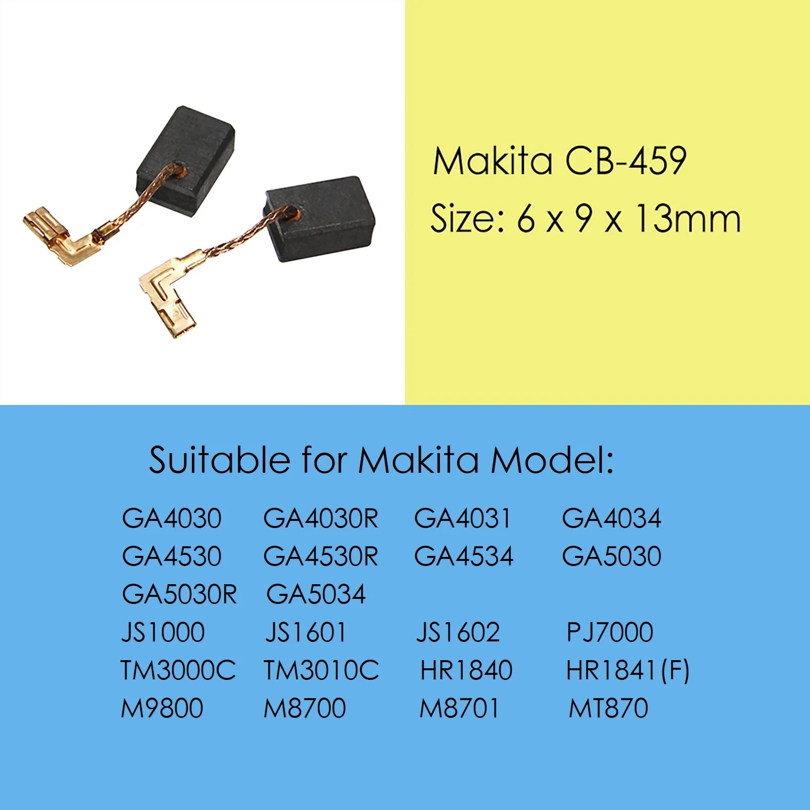 Original Makita Carbon Brushes CB459 Power Tools Spare Parts for Electric Motors 6x9x13mm CB458 CB461 GA4534 GA4530 Grinder