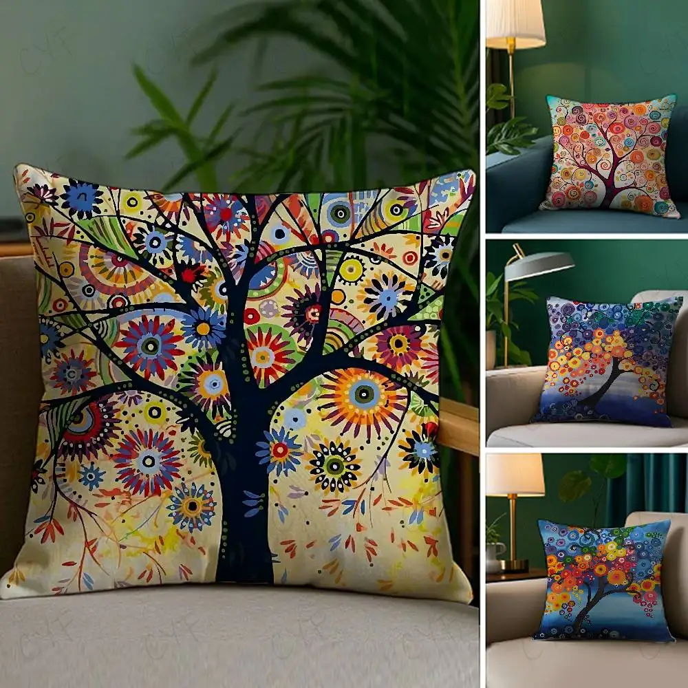 

Colored Tree Anime Pillow Case Custom Printed Brushed Fleece Pillow, Baby Skin-Touch, Eco-Friendly Dye-Sublimation Cushion for H