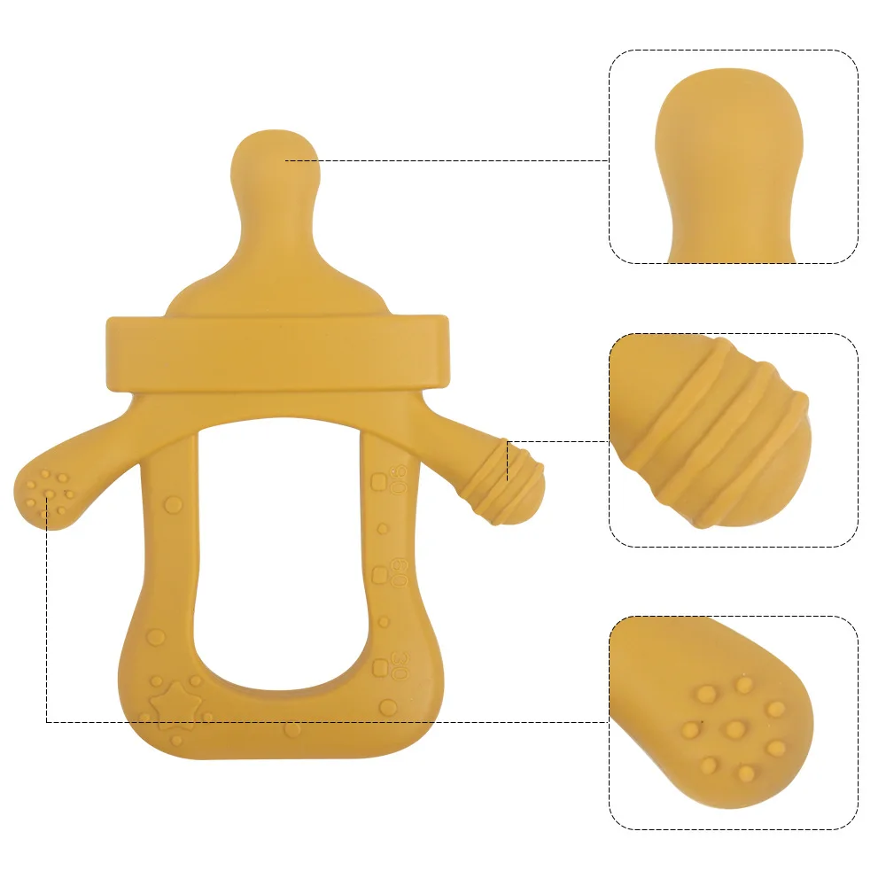 젖병 모양의 부드러운 실리콘 젖니, 젖병 모양 젖꼭지, 젖니 장난감, 6-30M 유아용, 28 가지 색상