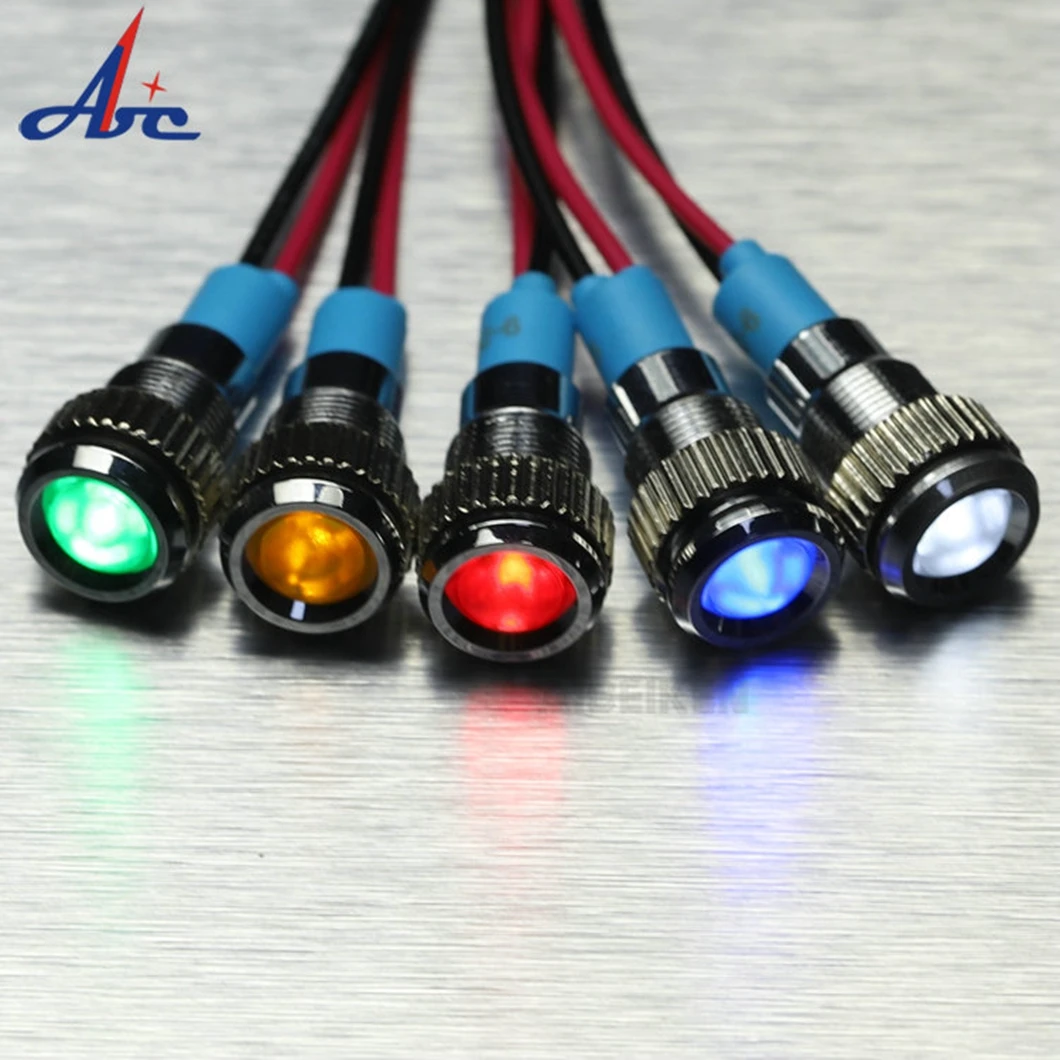 20PCS Ball Head 8mm Metal Indicator Light 3-220V High Brightness LED Signal Indicator Lamp with 150MM Wire Cable