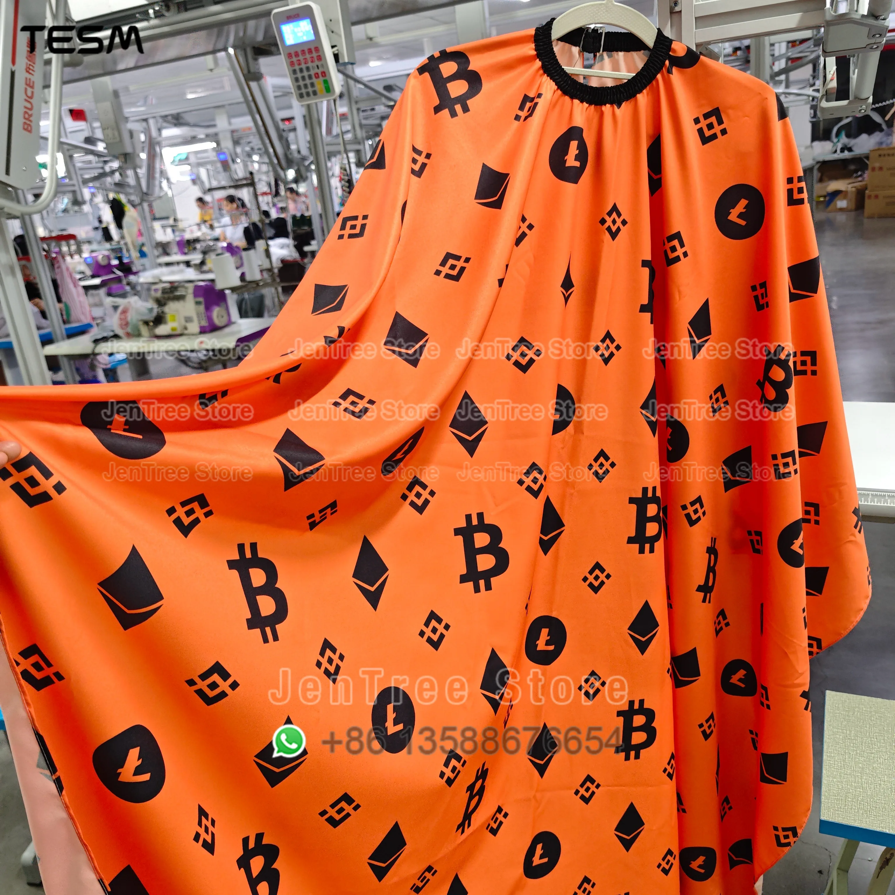 

TESM 3D Printed Barber Cape Hairdressing Salon Gown Hairdresser Hair Dyeing Shawl Halloween Christmas Gift