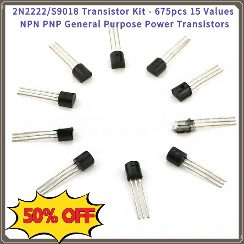 2N2222 S9018 Dual Model Transistor Kit 675pcs 15 Values NPN PNP Power Universal Components