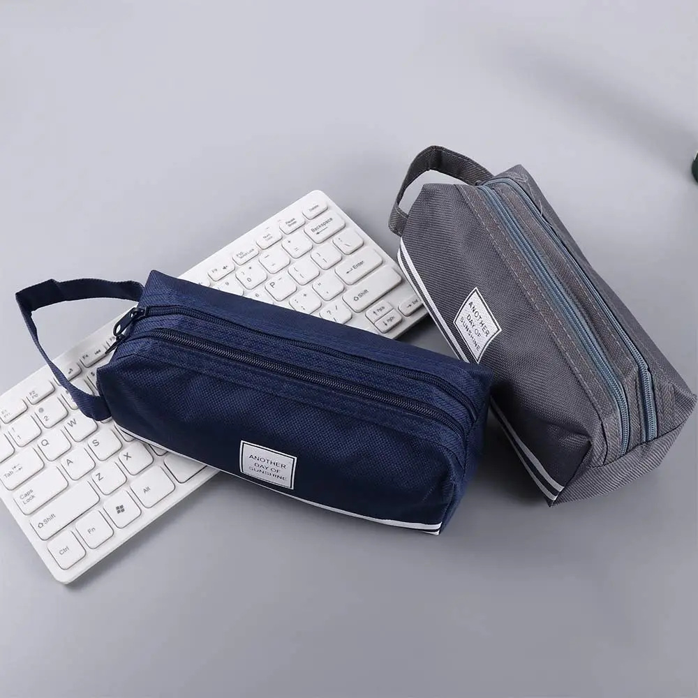 Handbag Student Storage bag Candy color High Capacity Big Pencil Case Double layer Pen Case Pen Bag