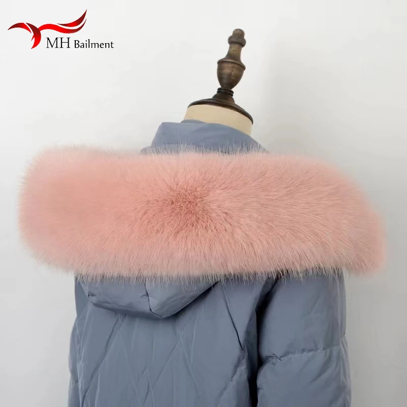 Women Scarf Winter Faux Fox Fur Collar Furry Warm Thicken Men Parka Coat Hood Fur Decor Fake Fur Shawl Luxury Scarves Fur Decor