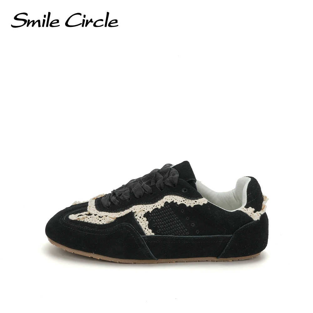 Smile Circle Scarpe da ginnastica da donna Scarpe da ginnastica in pelle scamosciata Scarpe basse stringate Scarpe da ginnastica casual alla moda