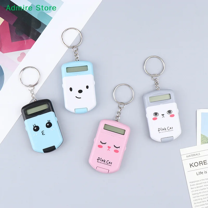 [G]Mini Cute Lid Calculator Display Office Supplies Primary School Exam Public Use Portable Calculator Pocket Size Keychain
