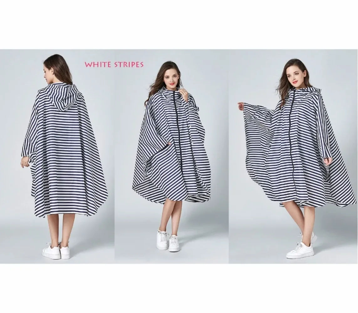 Elegante Poncho antipioggia impermeabile da donna con stampa colorata impermeabile con cappuccio e cerniera