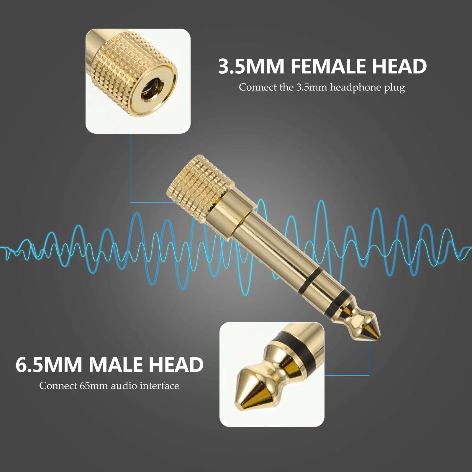 

4Pcs Versatile Brass 3.5mm To 6.3mm Audio Adapter Headset Connector For Amplifier Keyboard