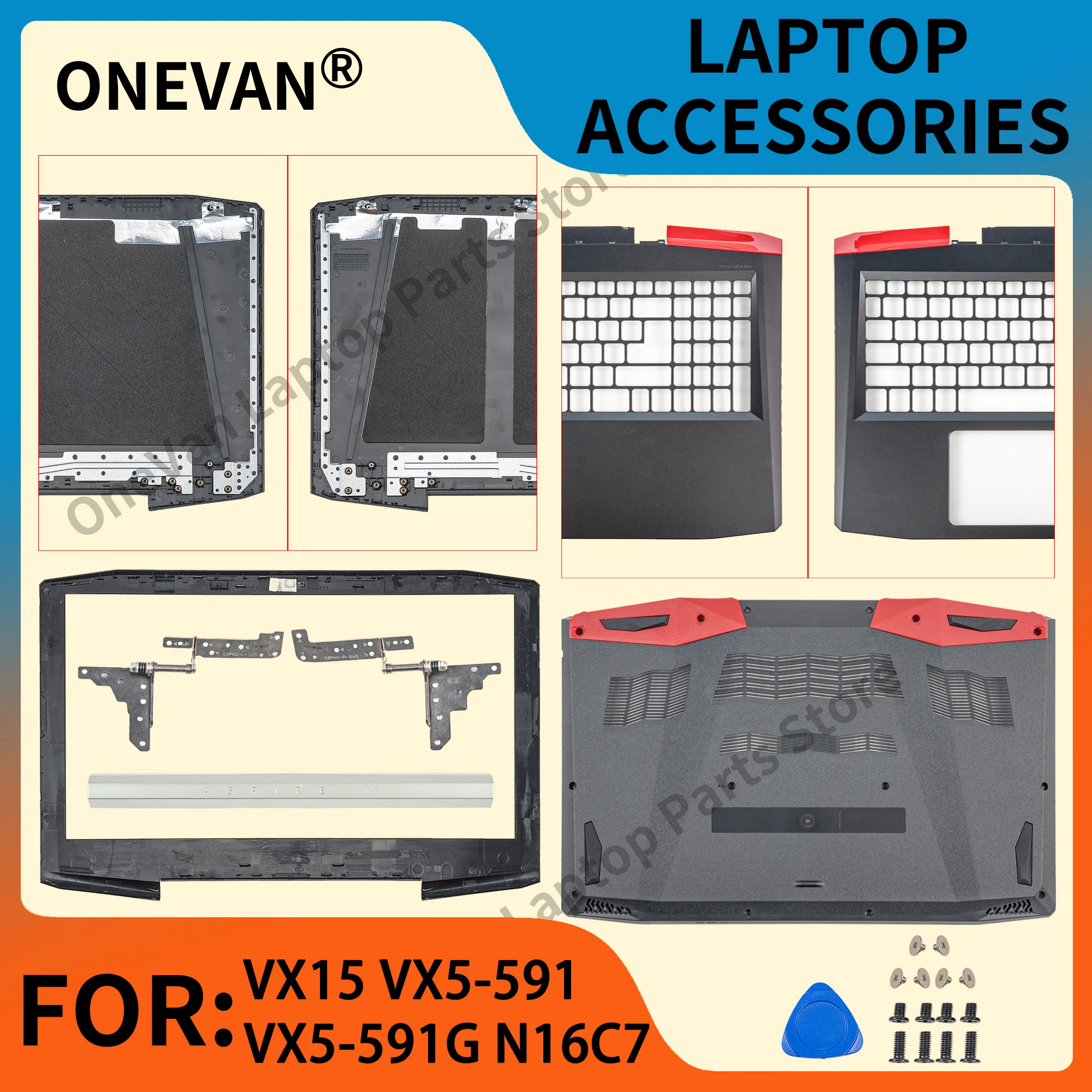 

Новый чехол для Aspire VX5-591 VX15 N16C7, задняя крышка ЖК-дисплея, передняя панель, упор для рук, нижняя часть корпуса, петли, замена корпуса