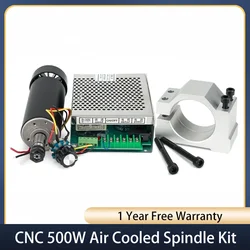 CNC 500W Air Cooled Spindle Kit Upgrade 500W Spindle Motor 110V/220V Power Supply 52mm Clamps for CNC Engraving Malling Machine