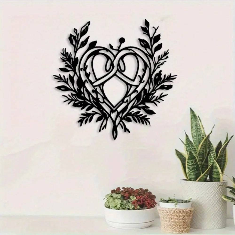 CIFBUY Iron Wall Decor Heart Wreath Metal Art Home Living Room Bedroom Rustic Farmhouse Indoor Outdoor Wall Art Gift
