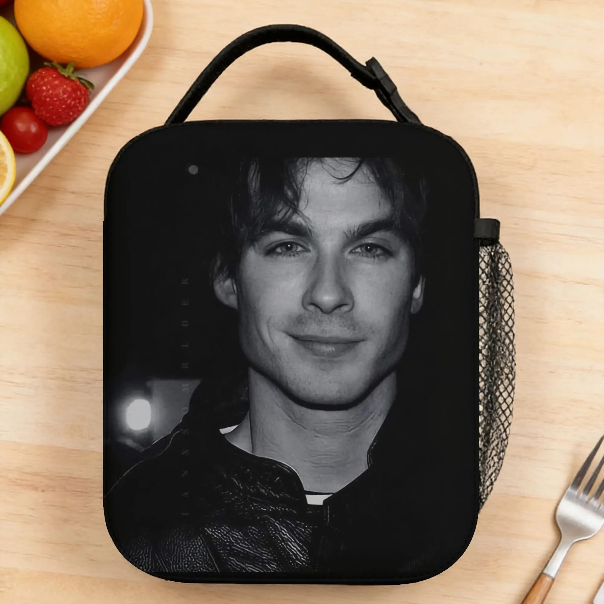 The Vampire Diaries Damon Salvatore TV Series Lunch Bag Casual School Lunch Box Print Portable Insulated Tote Food Bags