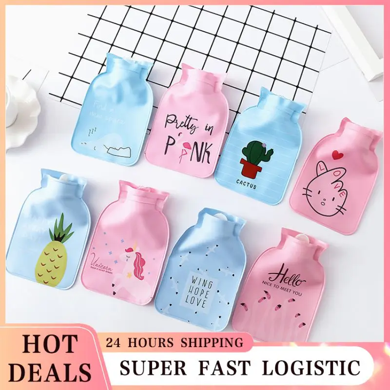 1PC Cartoon Cartoon PVC Hot Water Bottle Creative Water Filling Hot Water Bag Hand Warmer Baby Student  Warm Baby Home Necessary