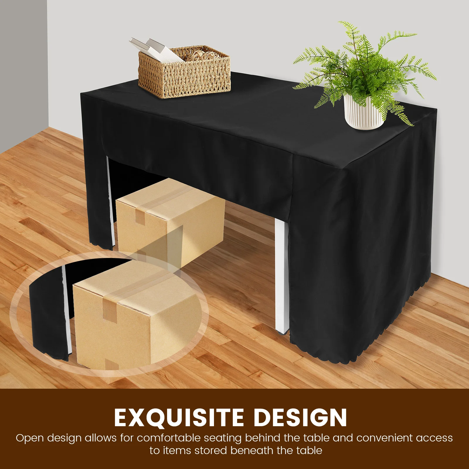Table Cover Double Satin Open Back Fitted Table Cloth Machine Washable Square Tablecloth Decorative for Party Banquet Exhibition